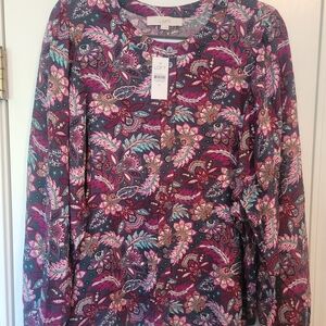 LOFT NWT Floral Long Sleeve Blouse